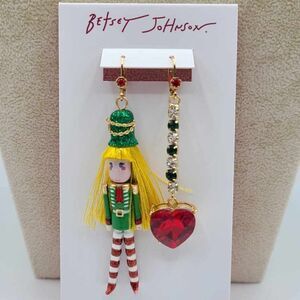 Betsey Johnson Nutcracker Heart Mismatched Earrings NEW!  NWT!